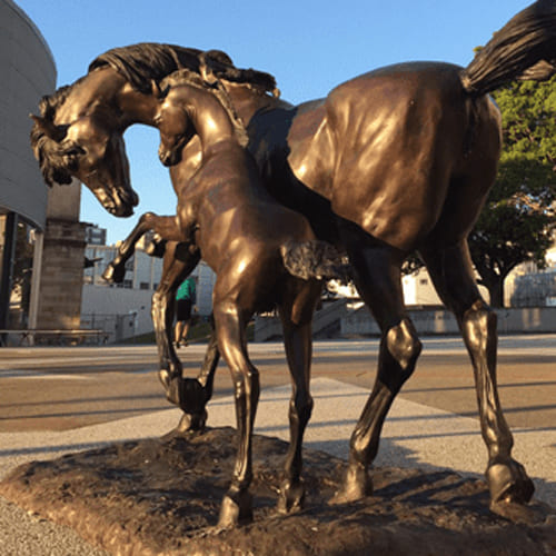 Bronze Mare and Foal Sculpture
