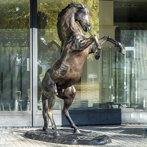 Bronze stallion sculpture