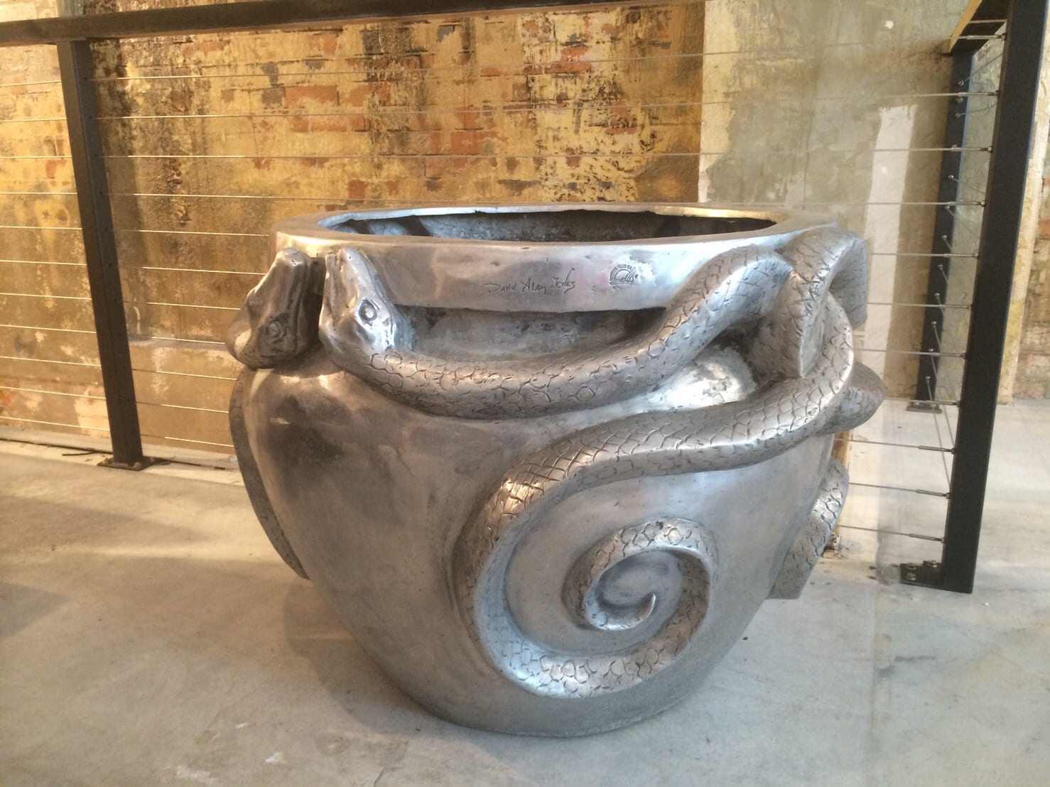 Aluminium Serpent Urn sculpture