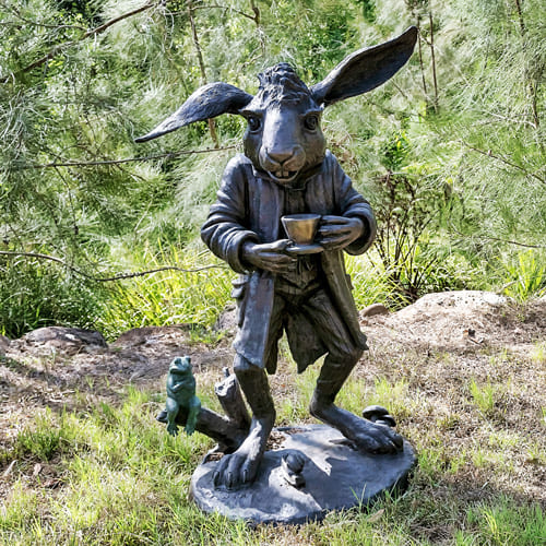 march hare alice in wonderland style sculpture