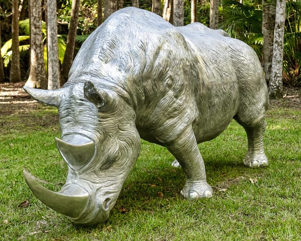Bronze Rhino Sculpture - Rhina a la Charge by Christian Maas