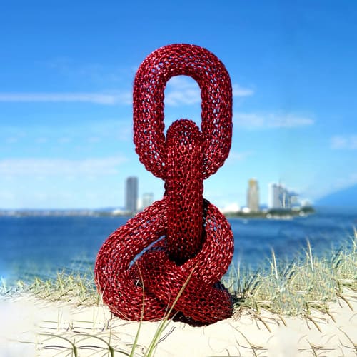 red chain links sculpture